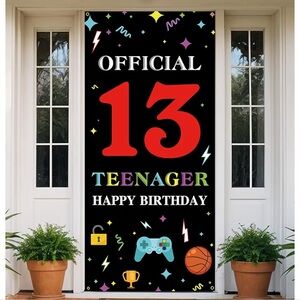 Happy 13th Birthday HUGE nylon banner & decorations lot!🎉